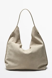 Maxi sac à bandoulière croûte de cuir