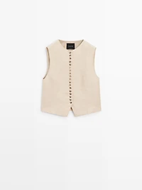 Buttoned linen blend waistcoat