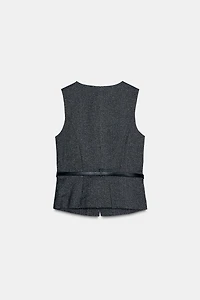 BELTED MARLED KNIT VEST TOP