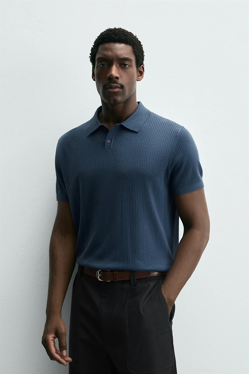 RIB KNIT POLO SHIRT