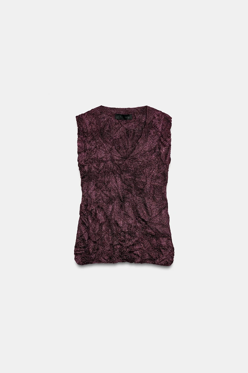 WRINKLED EFFECT KNIT TOP