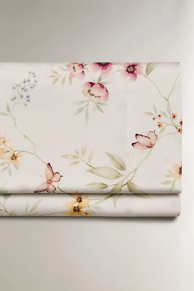 DRAP DE DESSUS SATIN IMPRIMÉ FLEUR