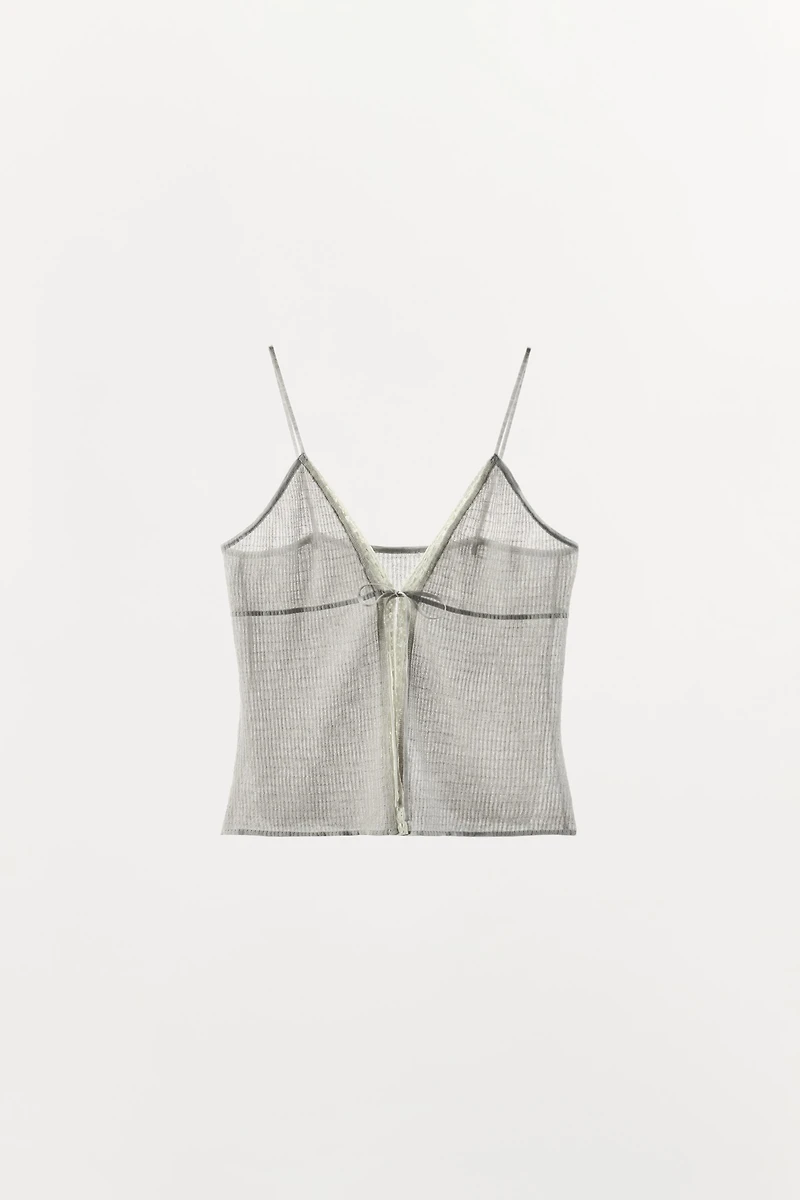 SHIRRED LACE TOP
