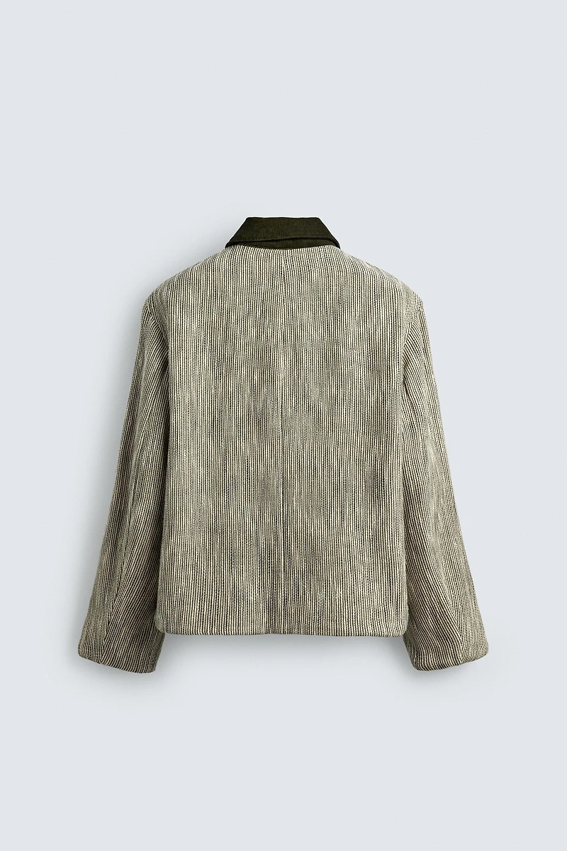 CONTRAST TEXTURED OVERSHIRT