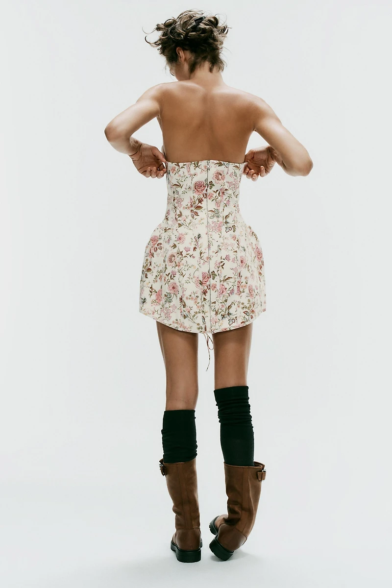 FLORAL PRINT OFF-THE-SHOULDER DRESS