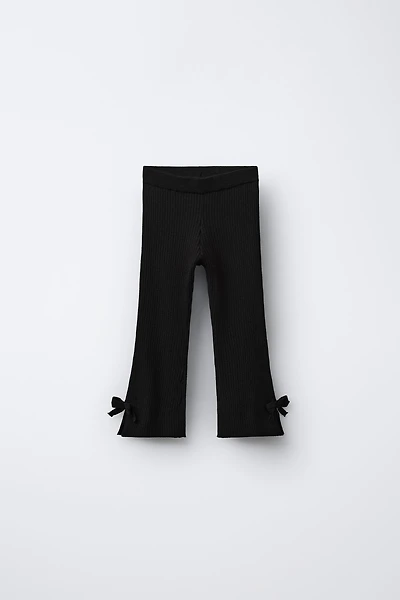 FLARE KNIT LEGGINGS WITH BOWS