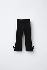 FLARE KNIT LEGGINGS WITH BOWS
