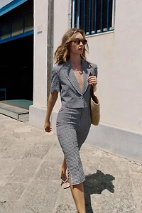 BLAZER COURTE À CARREAUX VICHY