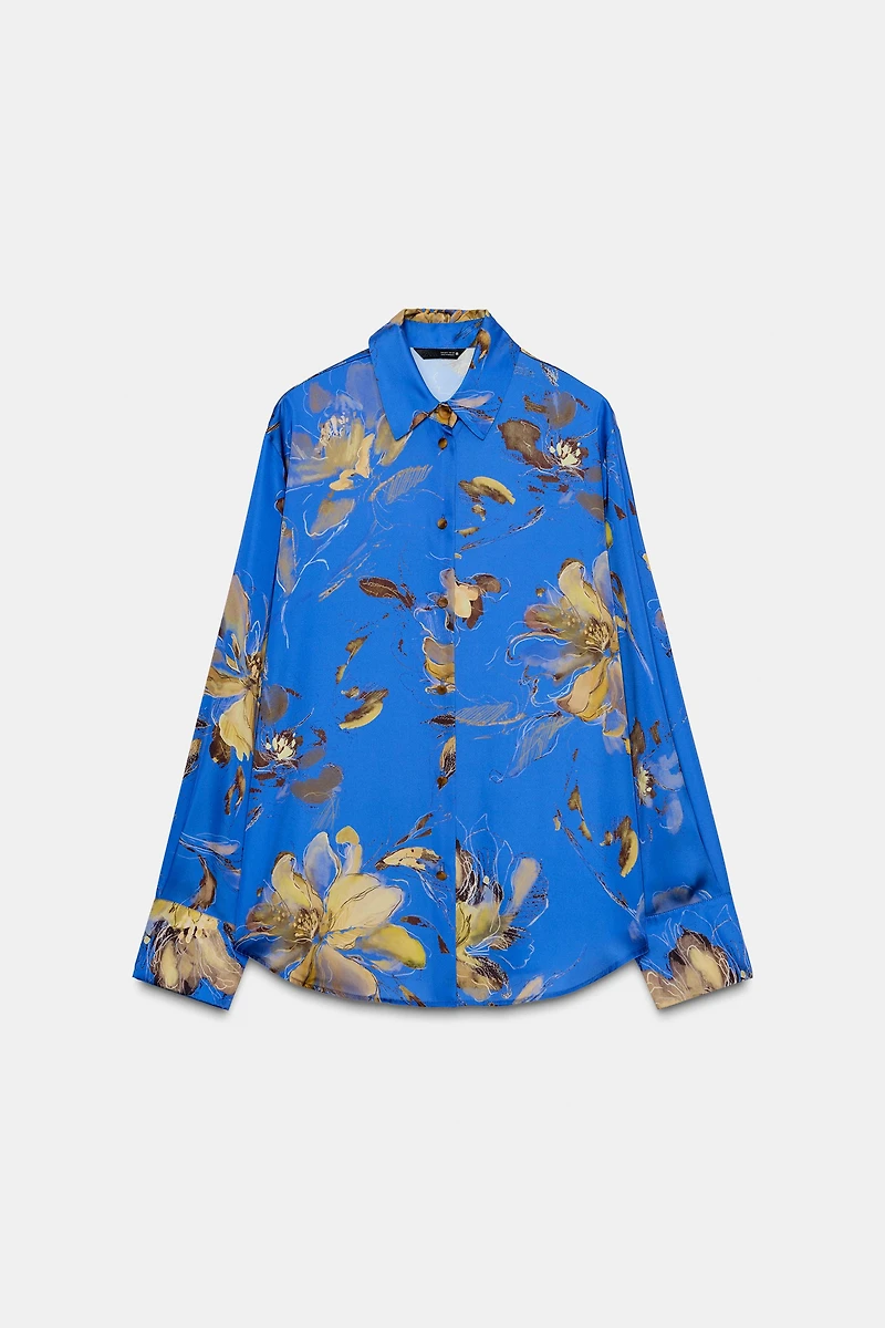 FLORAL PRINT SATIN SHIRT