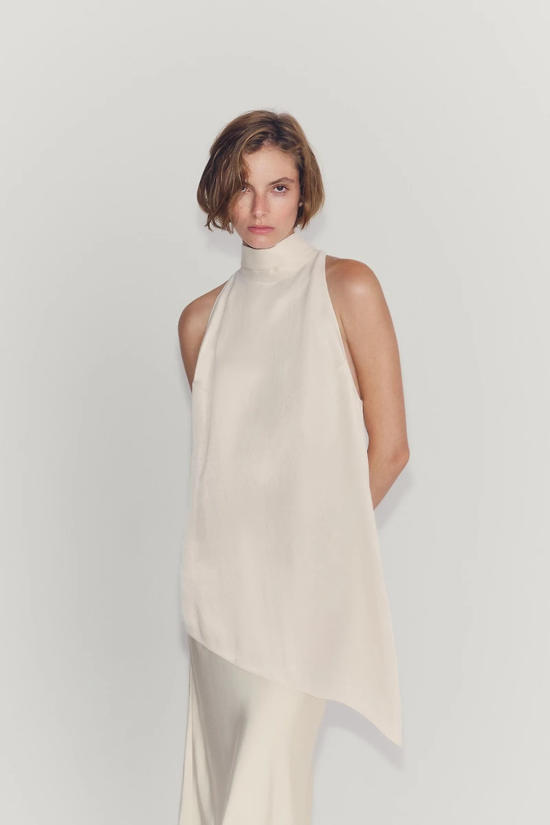 ZW COLLECTION ASYMMETRICAL TIE-NECK TOP