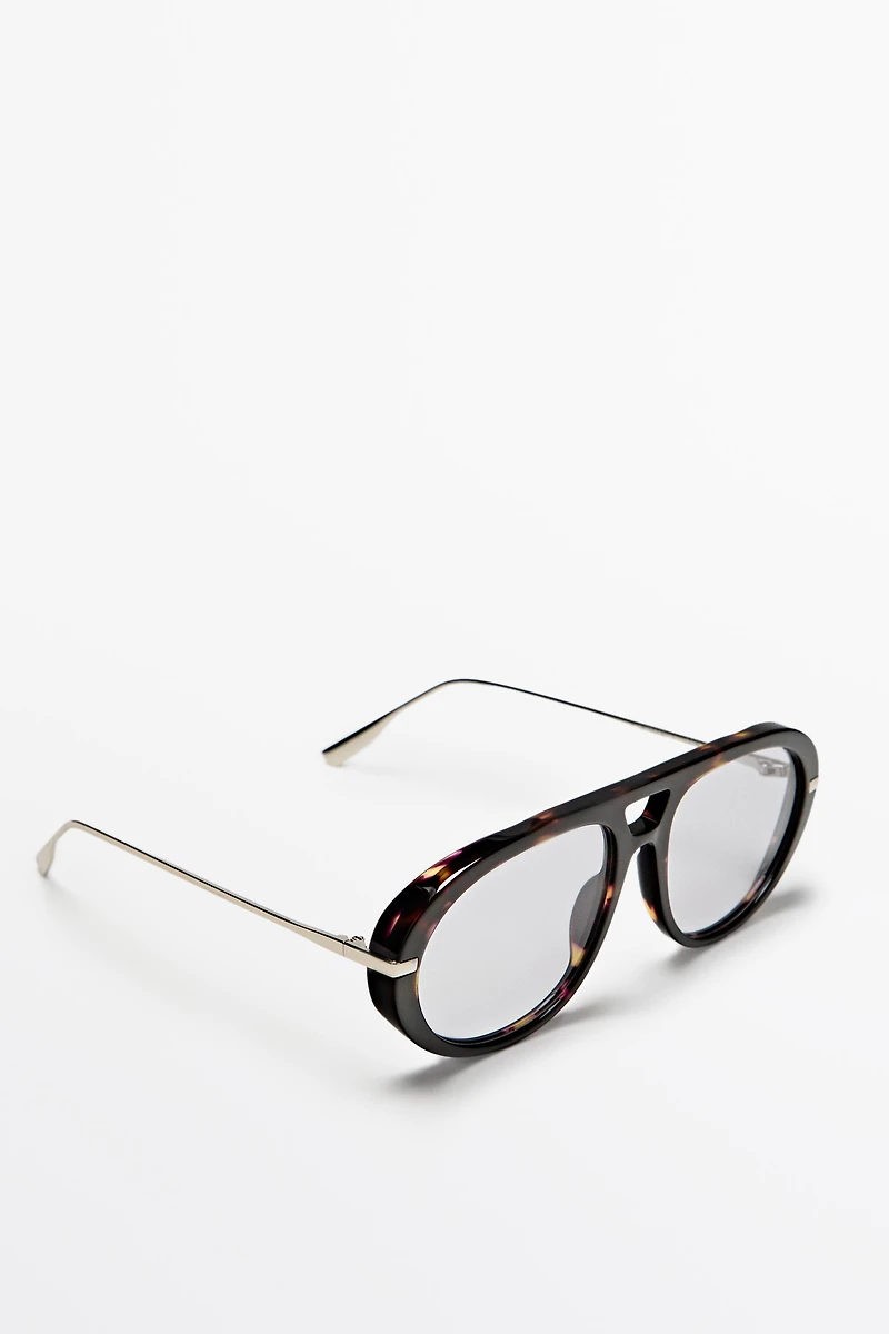 Tortoiseshell-effect aviator glasses