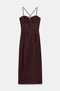LINEN POLKA DOT MIDI DRESS