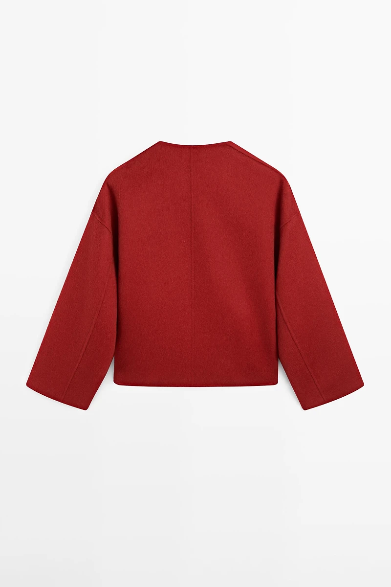 Wool blend jacket with seams