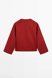 Wool blend jacket with seams