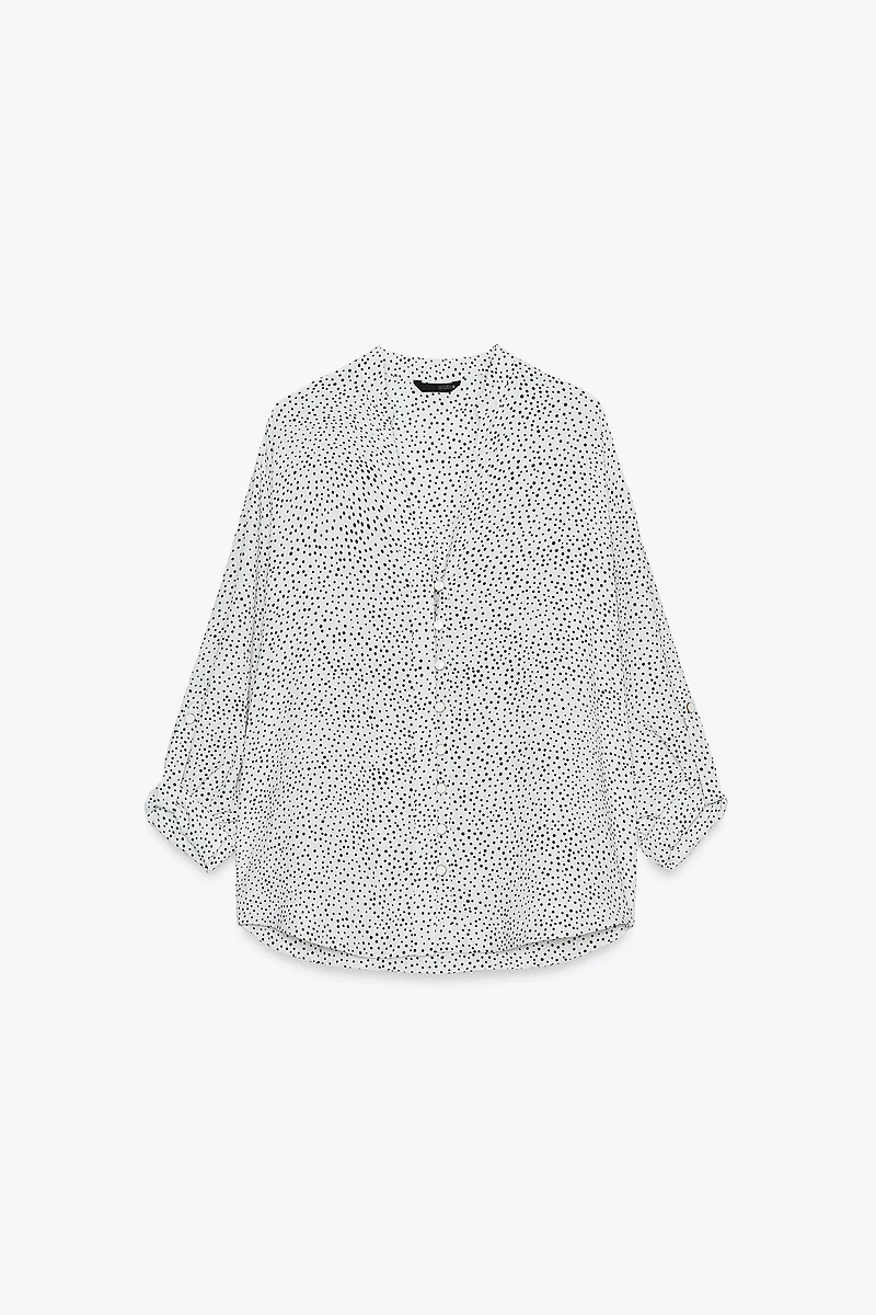 CHEMISE À POIS MANCHES RETROUSSÉES