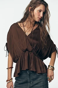 RUCHED SATIN EFFECT BLOUSE