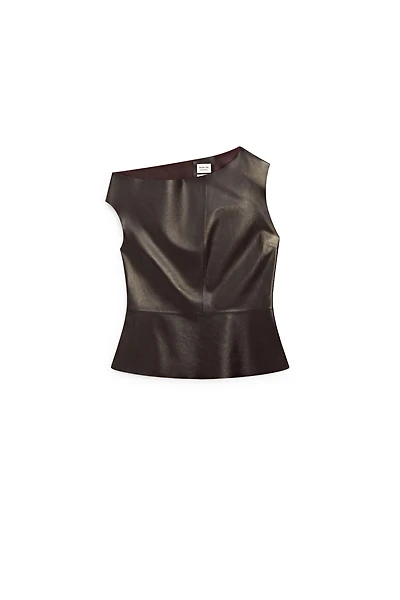 Nappa leather top with asymmetric neckline - LIMITED EDITION