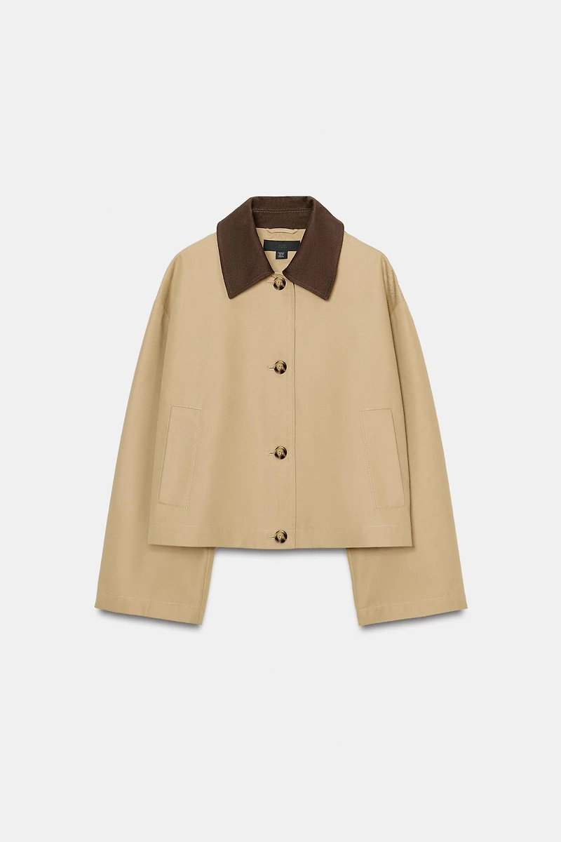 CROPPED TRENCH WITH COMBINED COLLAR