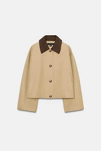 CROPPED TRENCH WITH COMBINED COLLAR