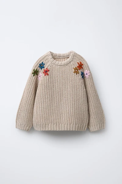 EMBROIDERED FLORAL KNIT JUMPER