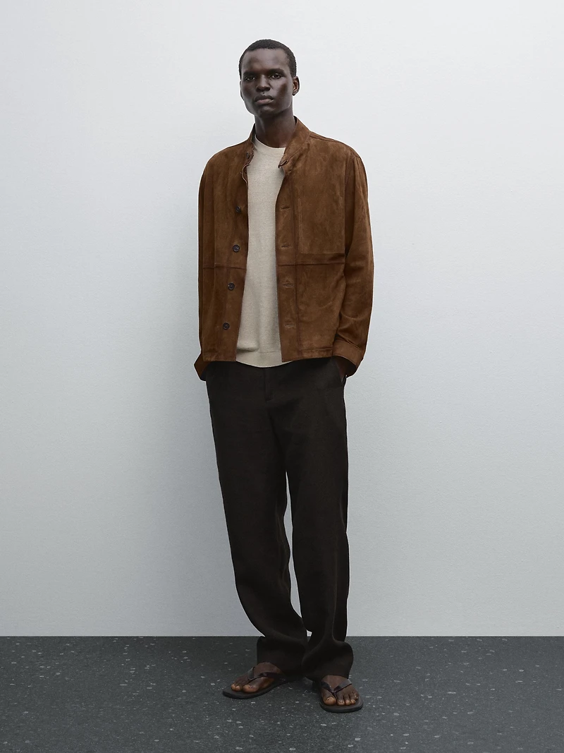 Veste en cuir finition daim