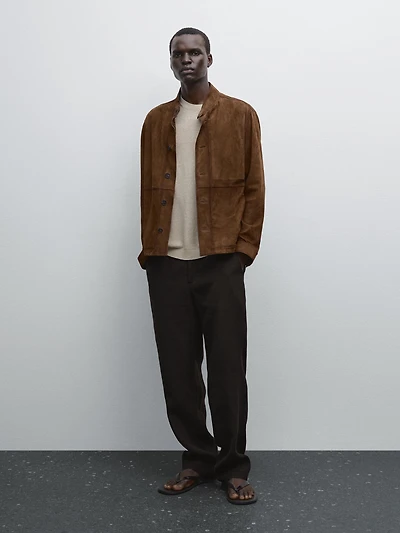 Veste en cuir finition daim