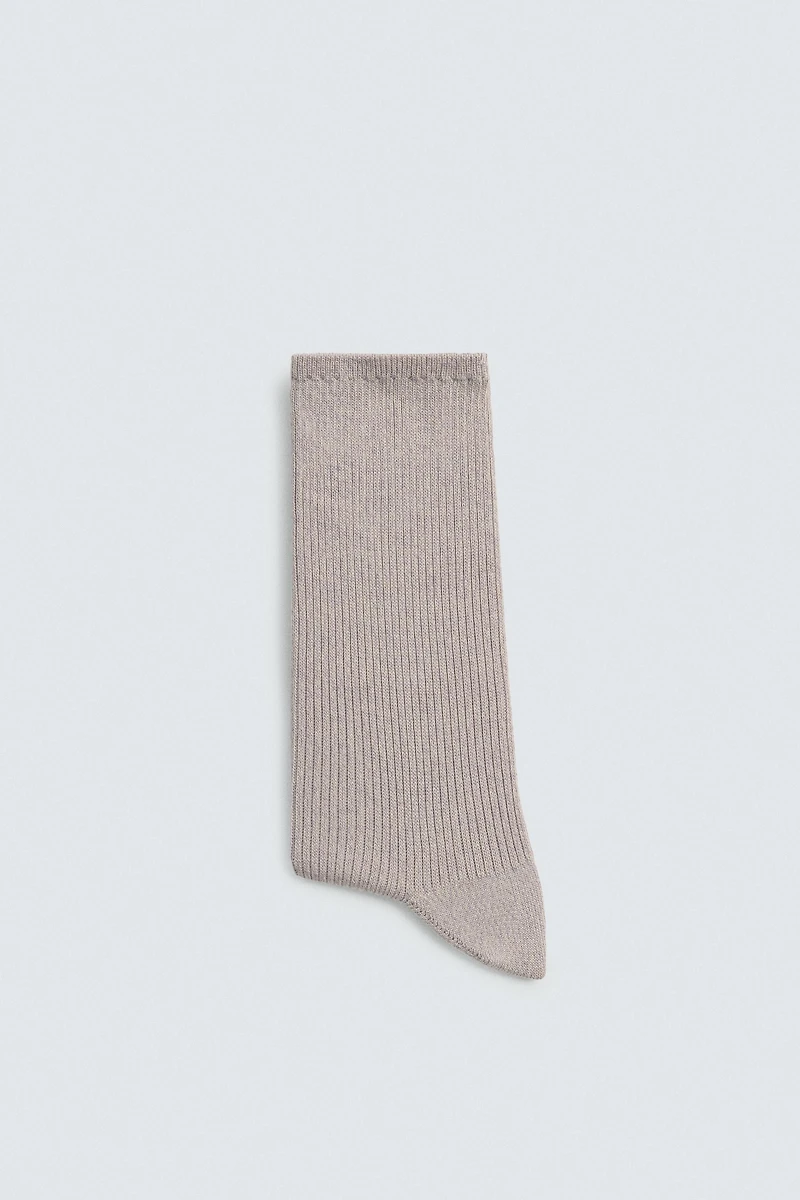 RIBBED COTTON BLEND SOCKS