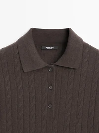 Polo en maille tressée à manches courtes