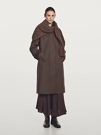 Long waxed parka with corduroy detail