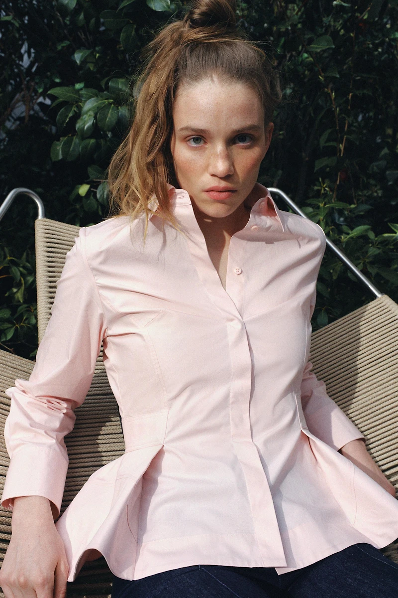 ZW COLLECTION PEPLUM POPLIN SHIRT