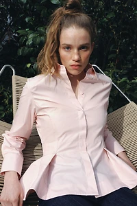 ZW COLLECTION PEPLUM POPLIN SHIRT