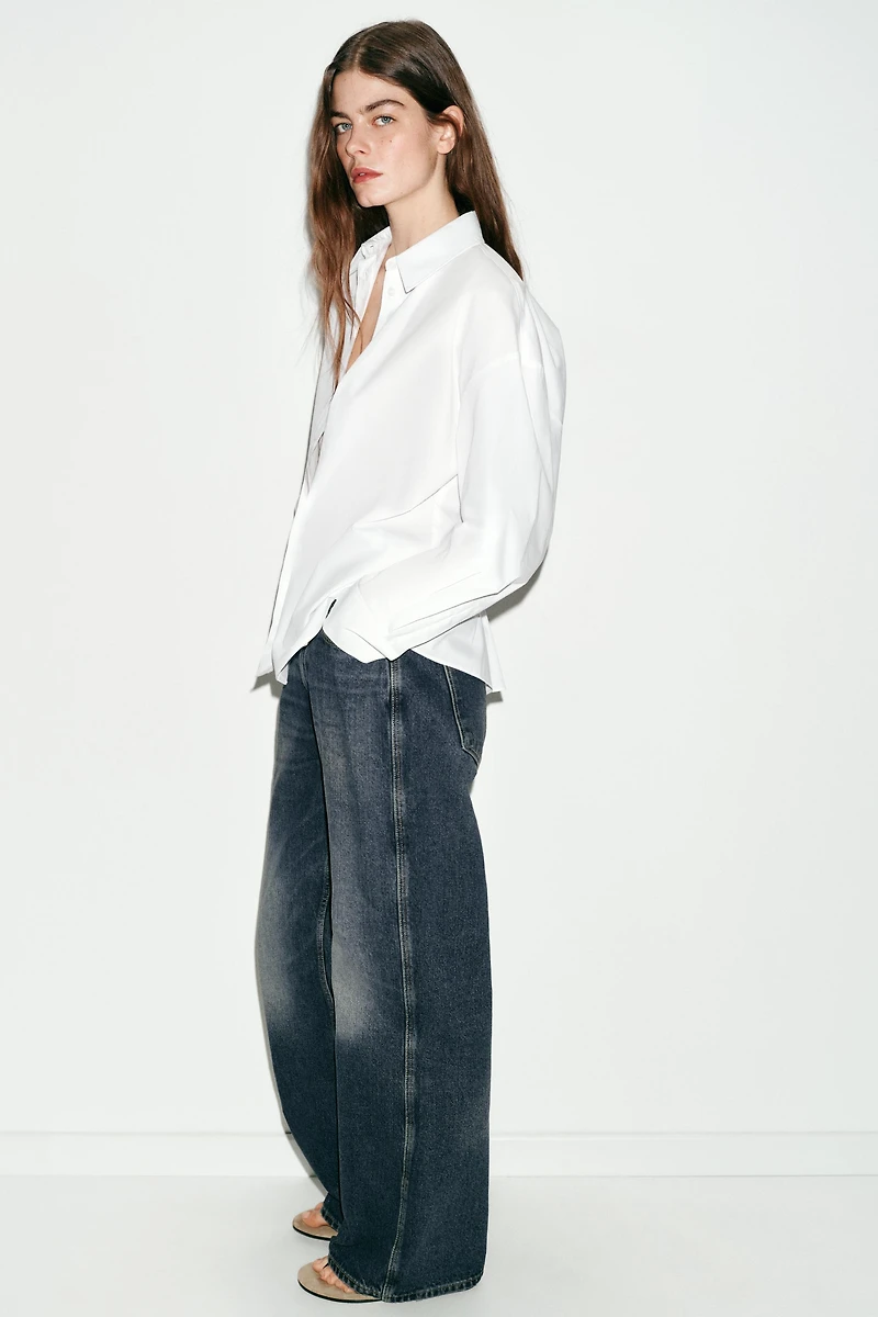 POPLIN SHIRT WITH BACK PLEATS