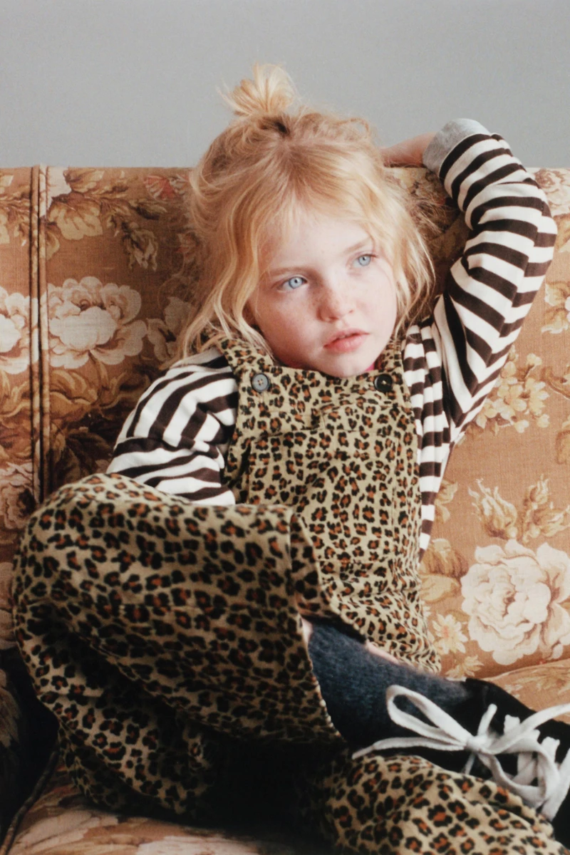 SALOPETTE EN MICRO-VELOURS CÔTELÉ ANIMAL PRINT