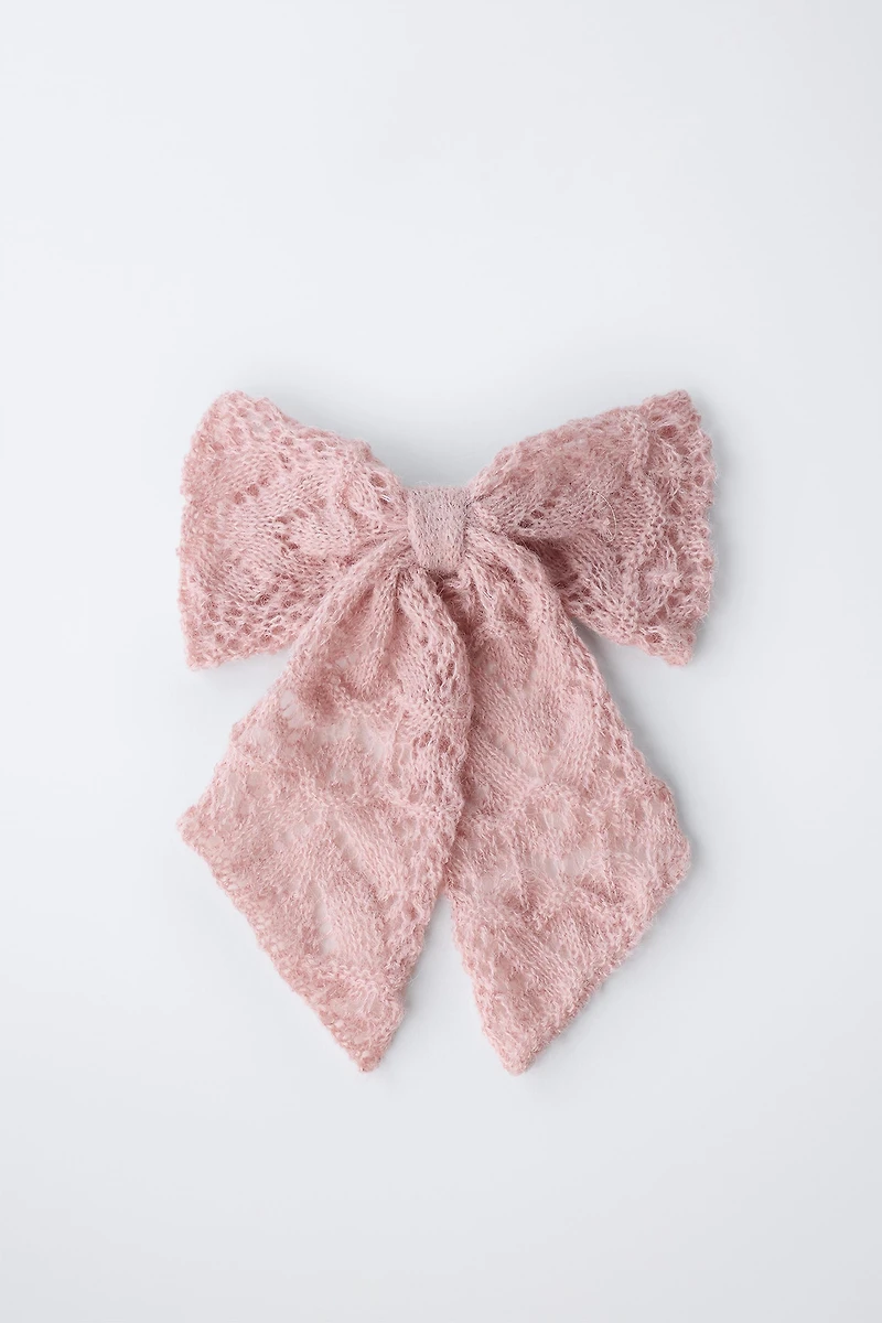 KNIT BOW BARRETTE WITH WOOL AND ALPACA