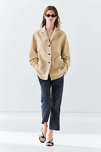 Blazer à poches en cuir velours