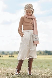 ÉCHARPE EN MAILLE À FRISES AVEC LAINE ÉDITION LIMITÉE