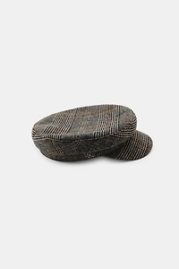 WOOL BLEND PLAID NAUTICAL CAP