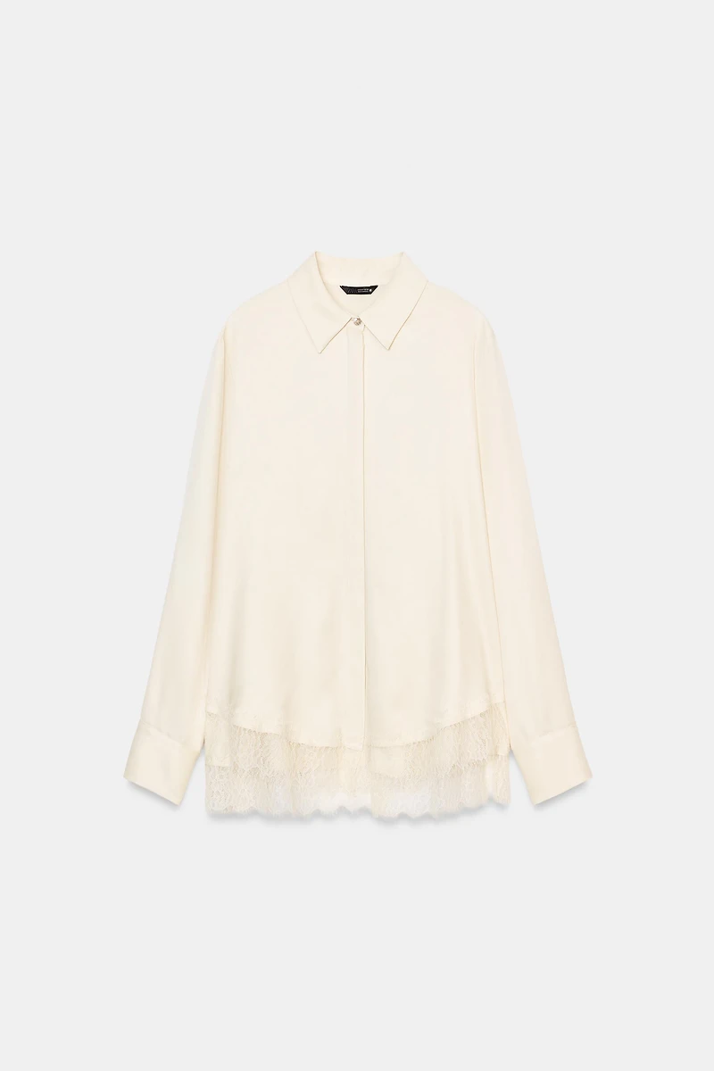LACE SATIN EFFECT SHIRT