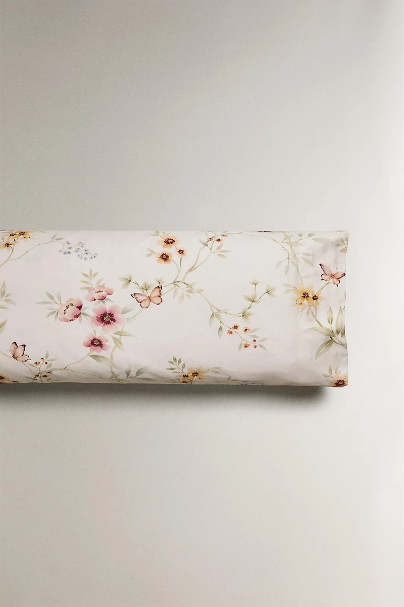 TAIE D’OREILLER SATIN IMPRIMÉ FLEUR