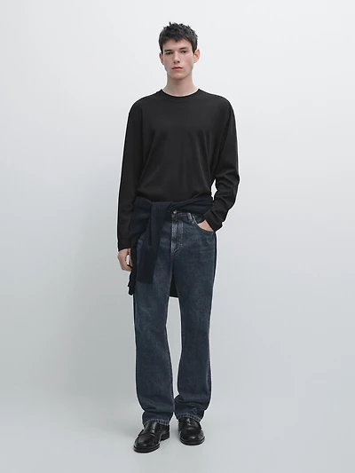 Long sleeve medium weight cotton T-shirt