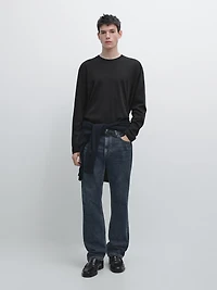 Long sleeve medium weight cotton T-shirt