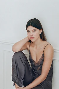 SATIN LACE STRAP TOP