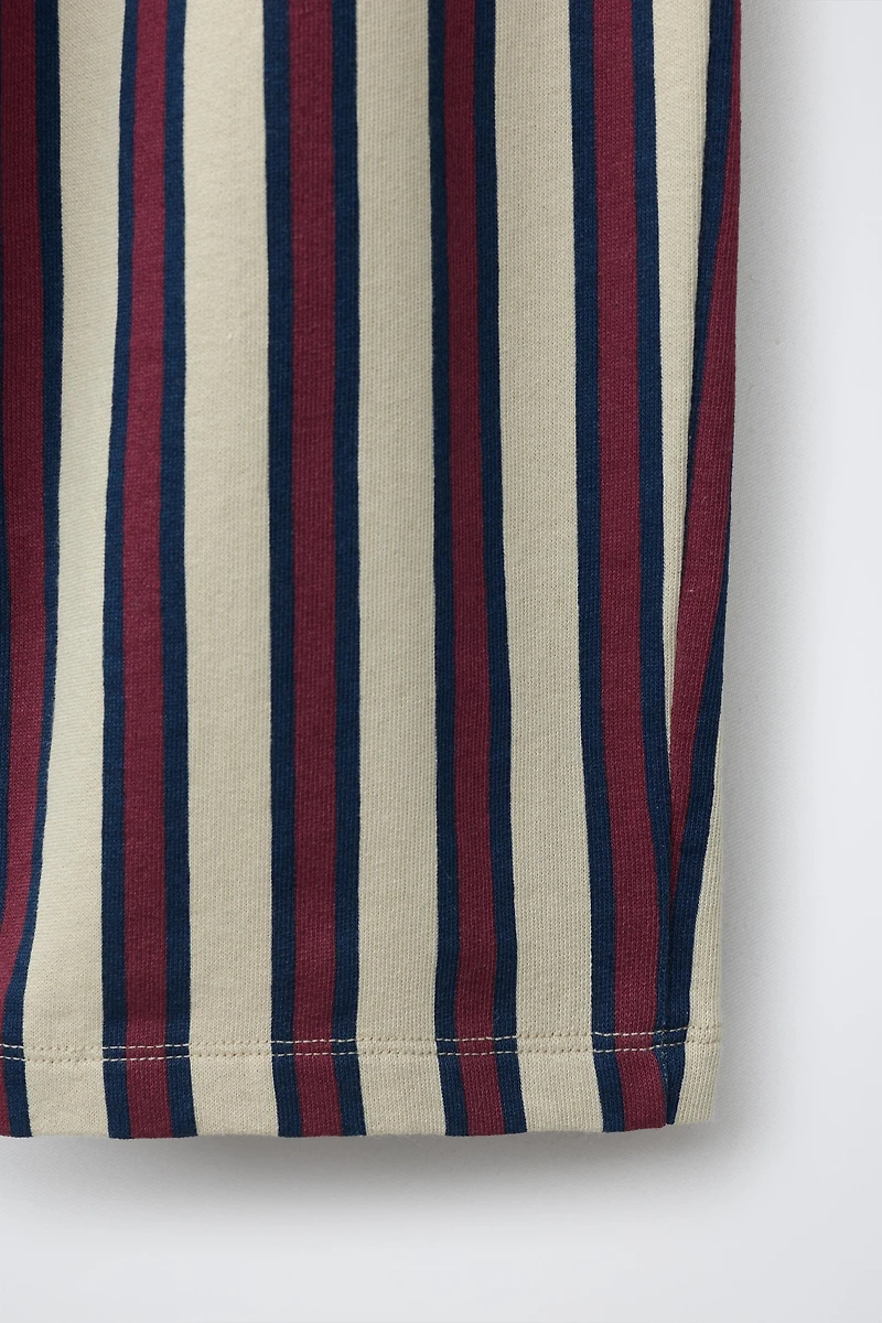 PANTALON WIDE LEG EN MOLLETON À RAYURES