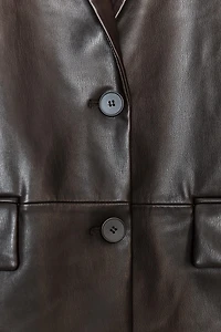 FAUX LEATHER STRAIGHT FIT BLAZER