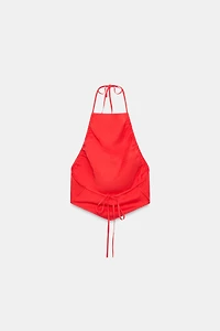 RUCHED HALTER TOP
