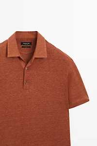 Polo 100 % lin à manches courtes