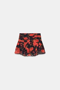 RUFFLED FLORAL PRINT SKORT