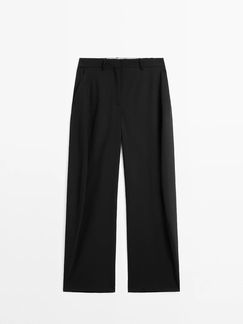 Darted wool blend trousers