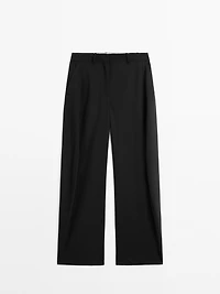 Darted wool blend trousers