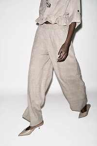 HEATHERED WIDE LEG PANTS